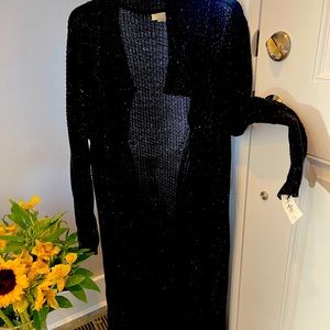 Open duster length Cardigan style sweater
